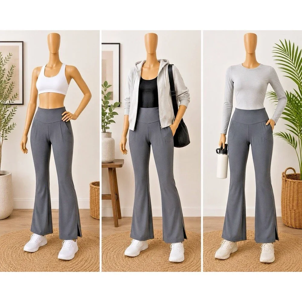 Women's High Waist Flare Yoga Pants Bootcut Leggings with Pockets M Athleisure